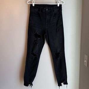 American Eagle Outfitters Women's Black Ripped Skinny Jeans